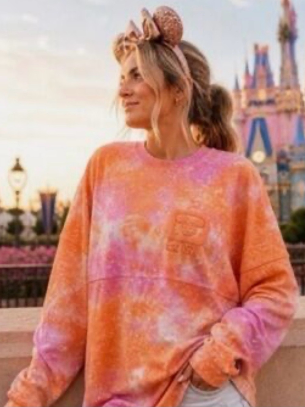 SOLD do not buy Disney Pink and Orange Tie-Dye Crewneck